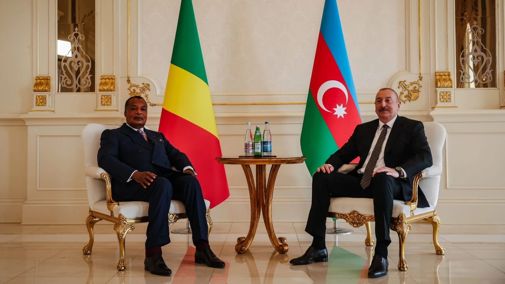 Denis Sassou N'Guesso and Ilham Aliyev meet