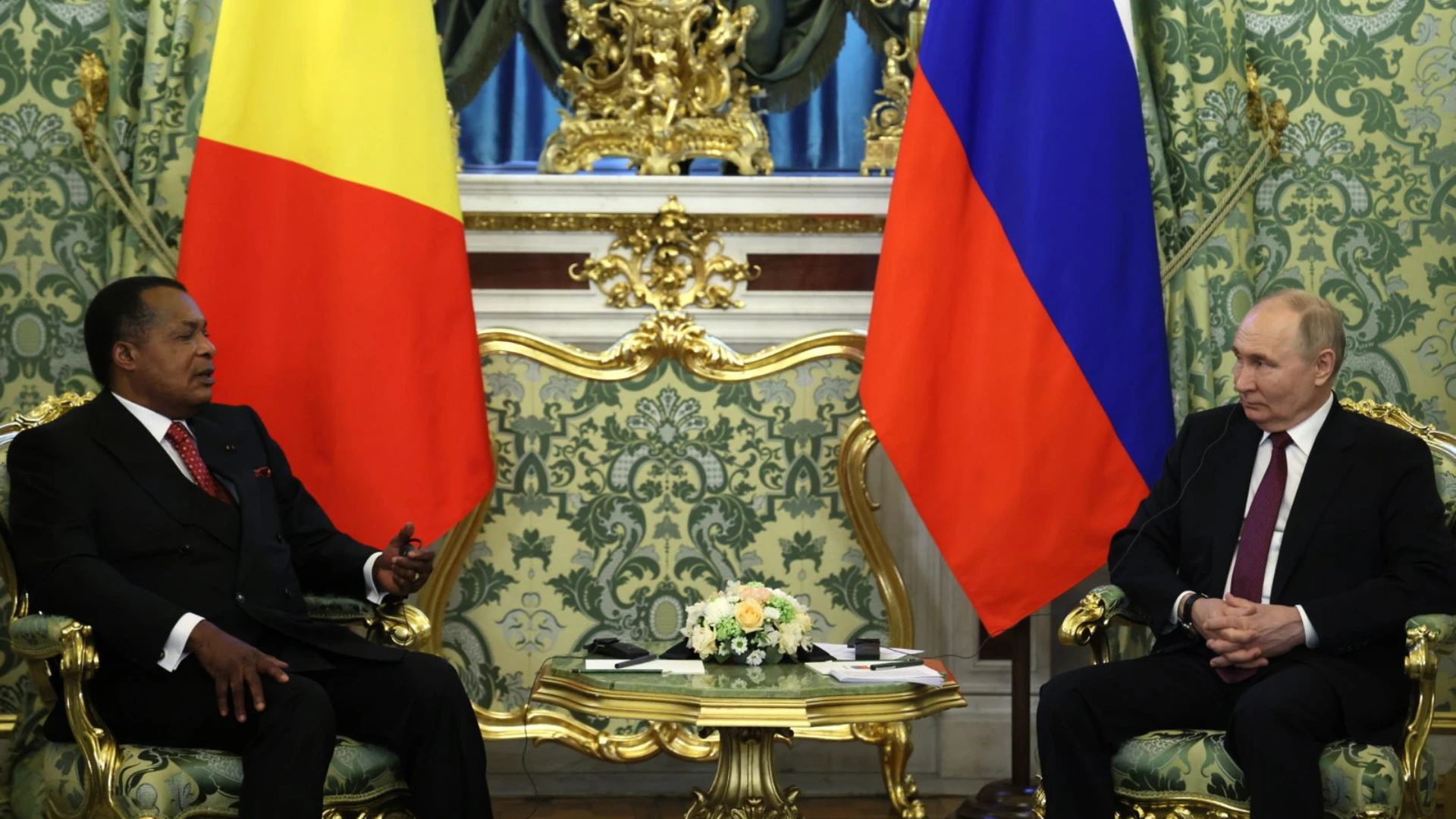 Denis Sassou-N'Guesso and Vladimir Putin meet